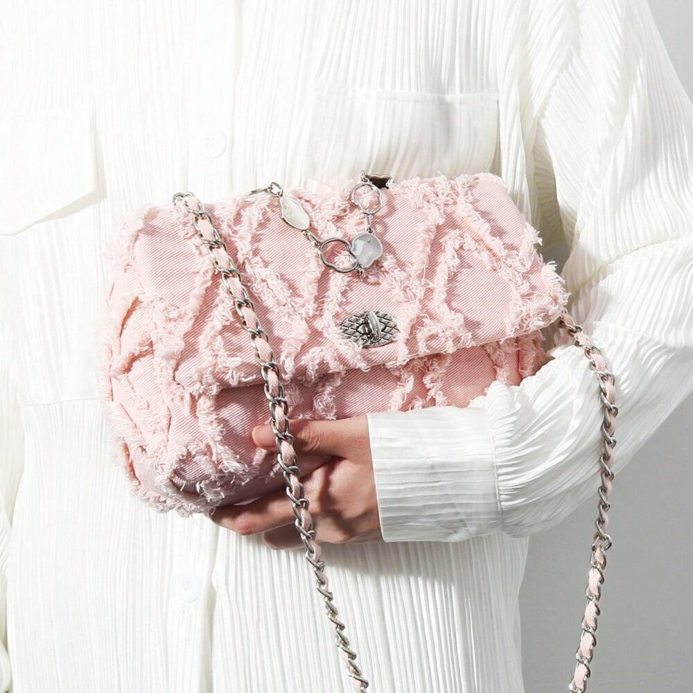 Baby Pink Womens's Original Tassel Crossbody Bag - Picture 3 of 4